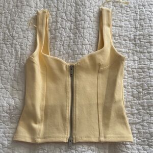 Zara Yellow Zip-Front Crop Top